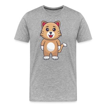 Chat de dessin animé - T-shirt bio Premium Homme - gris chiné - Devant - Damien (186cm)