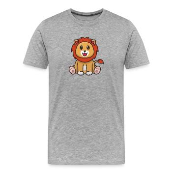 Lion de dessin animé - T-shirt bio Premium Homme - gris chiné - Devant - Damien (186cm)