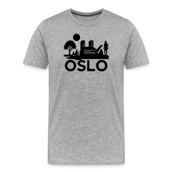 oslo silhouette wahrzeichen - Männer Premium Bio T-Shirt - Grau meliert - Vorne - Damien (186cm)