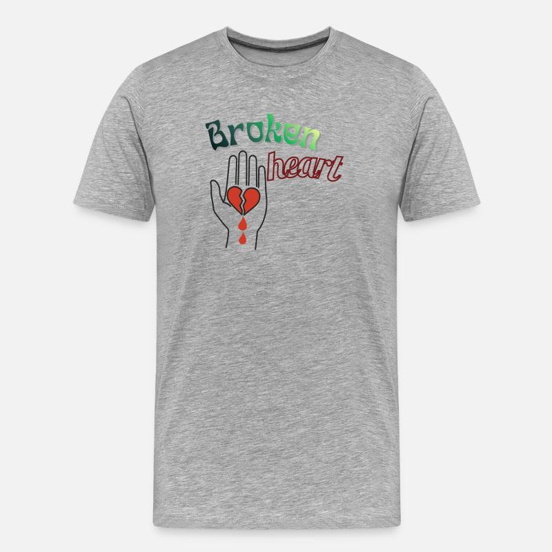 Hand mit gebrochenem Herzen - Männer Premium Bio T-Shirt - Grau meliert