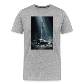 Sword in Stone: Mystic Blade - Men's Premium Organic T-Shirt - heather grey - Front - Damien (186cm)