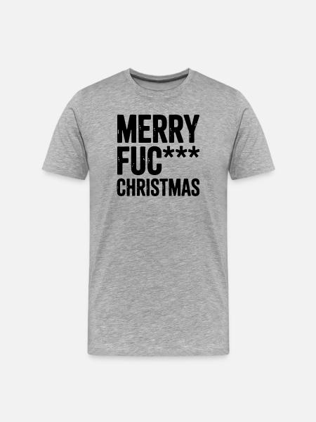 Merry FUC* Christmas Funny Holiday Design - Men's Premium Organic T-Shirt - heather grey