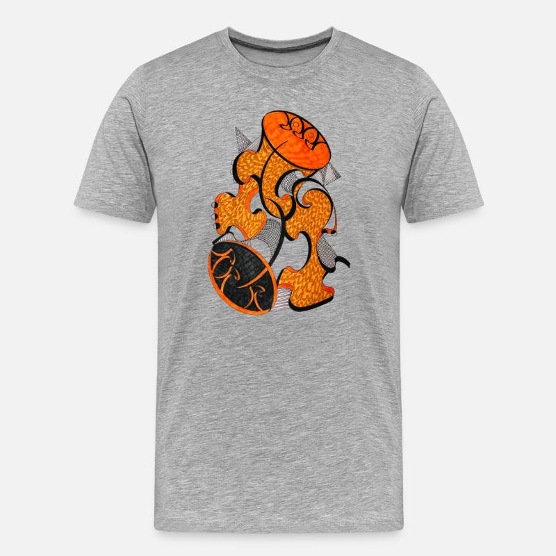 Orangene Abstrakte Formkunst - Männer Premium Bio T-Shirt - Grau meliert