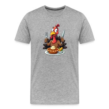 Thanksgiving Drôle Dinde de Thanksgiving - T-shirt bio Premium Homme - gris chiné - Devant - Damien (186cm)