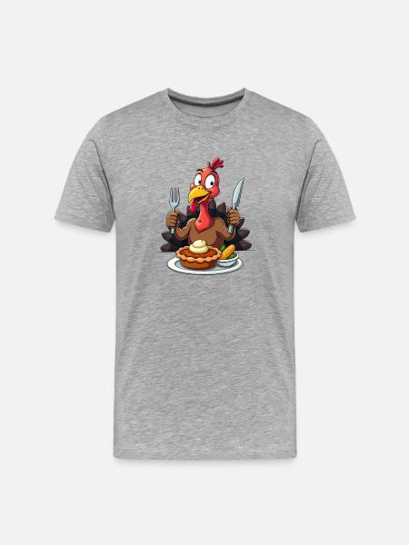Thanksgiving Funny Thanksgiving Turkey - Men's Premium Organic T-Shirt - heather grey