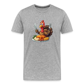 Thanksgiving Funny Thanksgiving Turkey - Men's Premium Organic T-Shirt - heather grey - Front - Damien (186cm)