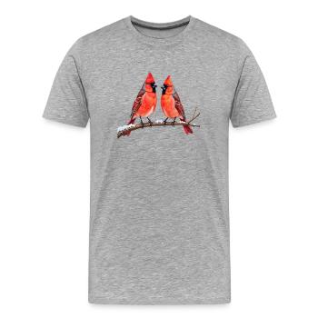 Cardinaux jumeaux en hiver - T-shirt bio Premium Homme - gris chiné - Devant - Damien (186cm)