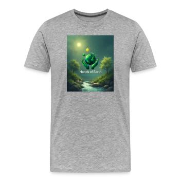 La Terre entre des mains vertes - T-shirt bio Premium Homme - gris chiné - Devant - Damien (186cm)