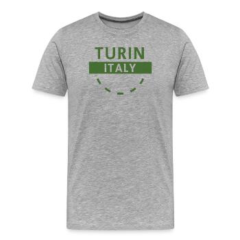 Turin Italien Emblem - Männer Premium Bio T-Shirt - Grau meliert - Vorne - Damien (186cm)