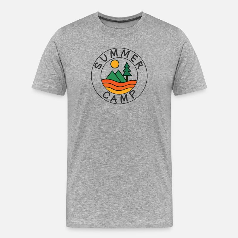 Sommercamp Camping Wandern Retro Berg Draußen - Männer Premium Bio T-Shirt - Grau meliert