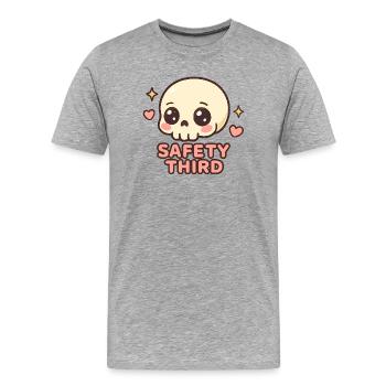 Sécurité Troisième Crâne Drôle Sécurité Troisième - T-shirt bio Premium Homme - gris chiné - Devant - Damien (186cm)