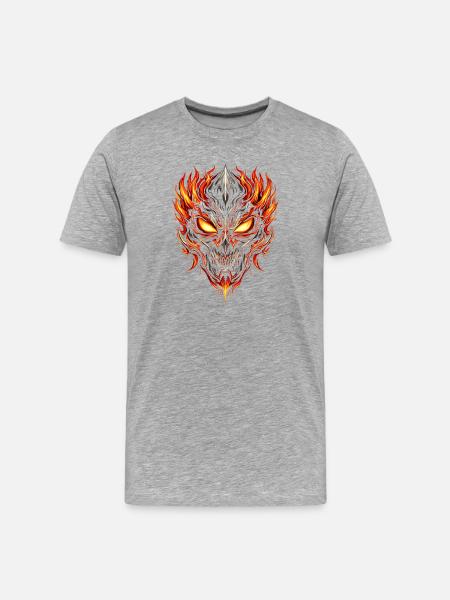 Fire Demon Mask Flame Cult - Men's Premium Organic T-Shirt - heather grey