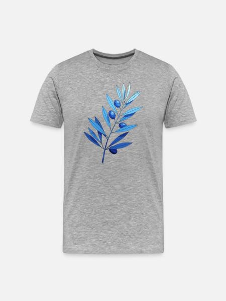 Branch | Blue leaf branches with blueberries - Men's Premium Organic T-Shirt - heather grey