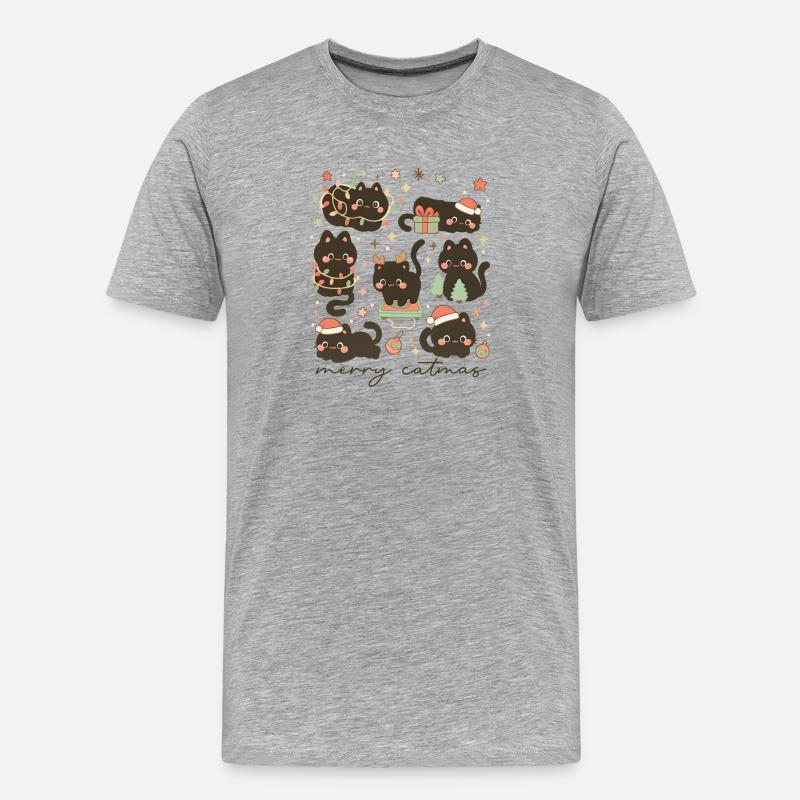 Fröhliche Katzen Kuschelige Katzen, Liebe Kätzchen - Männer Premium Bio T-Shirt - Grau meliert
