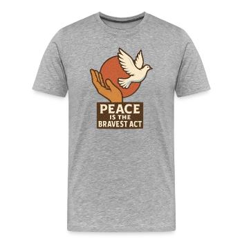 La paix comme acte de bravoure - T-shirt bio Premium Homme - gris chiné - Devant - Damien (186cm)