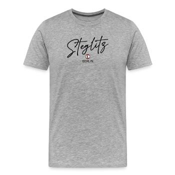 Steglitz - Drapeau de Berlin - Ours de Berlin - T-shirt bio Premium Homme - gris chiné - Devant - Damien (186cm)