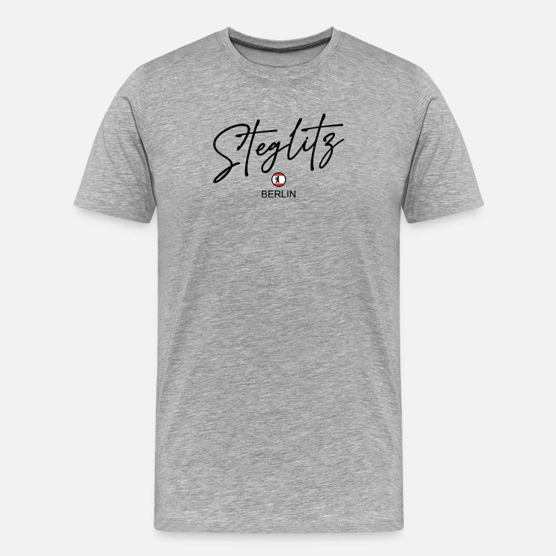 Steglitz - Berlin Flagge - Berliner Bär - Männer Premium Bio T-Shirt - Grau meliert