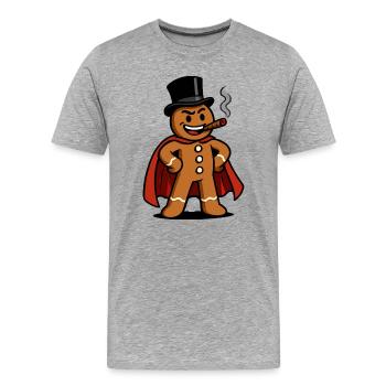 Lebkuchenheld mit Zigarre - Männer Premium Bio T-Shirt - Grau meliert - Vorne - Damien (186cm)