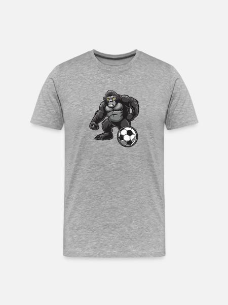 Gorilla Fußball - Männer Premium Bio T-Shirt - Grau meliert