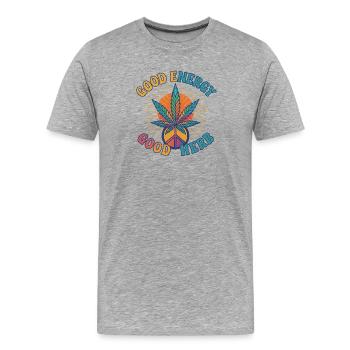 Good Energy Good Herb – Hippie Retro Design - Männer Premium Bio T-Shirt - Grau meliert - Vorne - Damien (186cm)