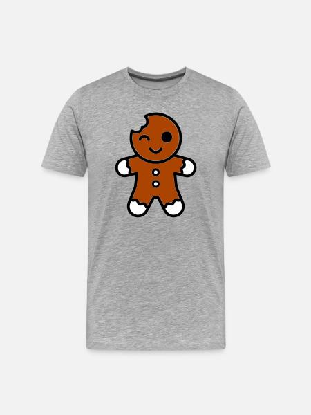 Funny bitten gingerbread man christmas - Men's Premium Organic T-Shirt - heather grey