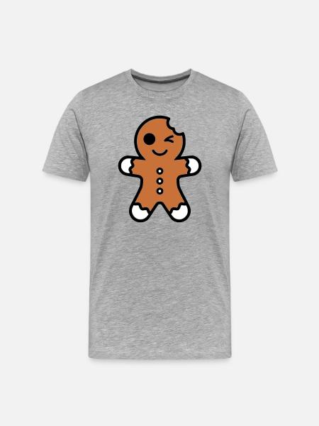 Funny bitten gingerbread man christmas - Men's Premium Organic T-Shirt - heather grey