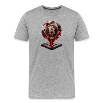 Exklusives Bitcoin Trophy Design - Männer Premium Bio T-Shirt - Grau meliert - Vorne - Damien (186cm)