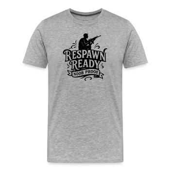 Gamer respawn disant noob respawn drôle - T-shirt bio Premium Homme - gris chiné - Devant - Damien (186cm)