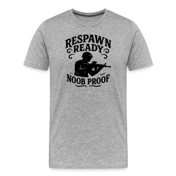 Respawn ready noobs Gamer zocken Sprüche chemise - T-shirt bio Premium Homme - gris chiné - Devant - Damien (186cm)