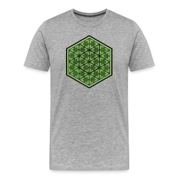 Geometrisches Hexagon Muster Yoga Goa Psytrance - Männer Premium Bio T-Shirt - Grau meliert - Vorne - Damien (186cm)