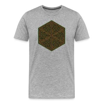 Sechseck Mandala Goa Psytrance Meditation Yoga Aum - Männer Premium Bio T-Shirt - Grau meliert - Vorne - Damien (186cm)