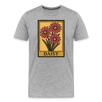 Daisy Trio Geblümter Rahmen - Männer Premium Bio T-Shirt - Grau meliert - Vorne - Damien (186cm)