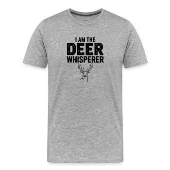 Je suis le chuchoteur de cerfs - T-shirt bio Premium Homme - gris chiné - Devant - Damien (186cm)
