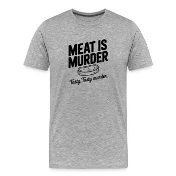 Meat is Murder Tasty Tasty Murder - Men's Premium Organic T-Shirt - heather grey - Front - Damien (186cm)