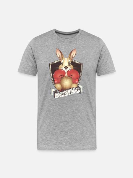 Boxing Kangaroo – Funny Boxer Motif - Men's Premium Organic T-Shirt - heather grey