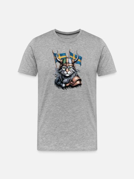Sweden Cat Viking - Men's Premium Organic T-Shirt - heather grey