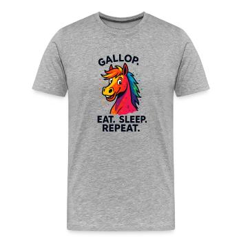 Farbe Party Galopp Pferd - Männer Premium Bio T-Shirt - Grau meliert - Vorne - Damien (186cm)