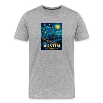 Austin Texas - Männer Premium Bio T-Shirt - Grau meliert - Vorne - Damien (186cm)