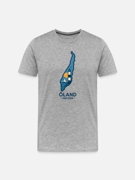Öland Lighthouse and Sunset - Men's Premium Organic T-Shirt - heather grey