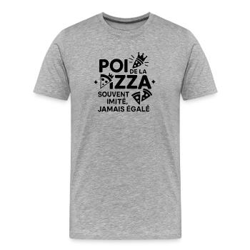Pizza Couronne Souvenir Unique - T-shirt bio Premium Homme - gris chiné - Devant - Damien (186cm)