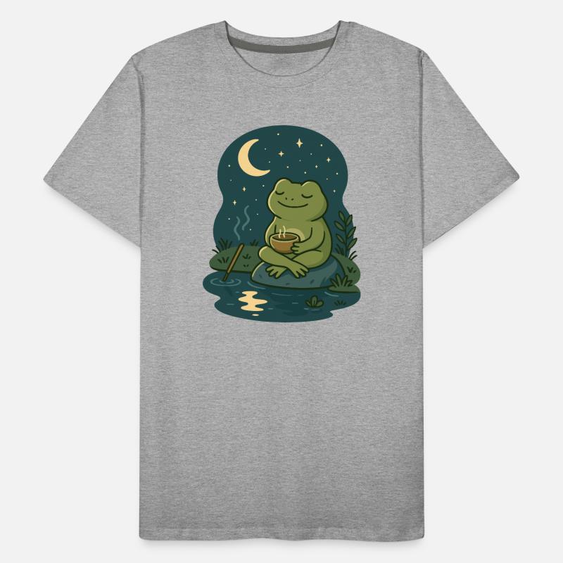 Frosch bei Mondschein – Achtsam & Cozy Männer Premium Bio T-Shirt