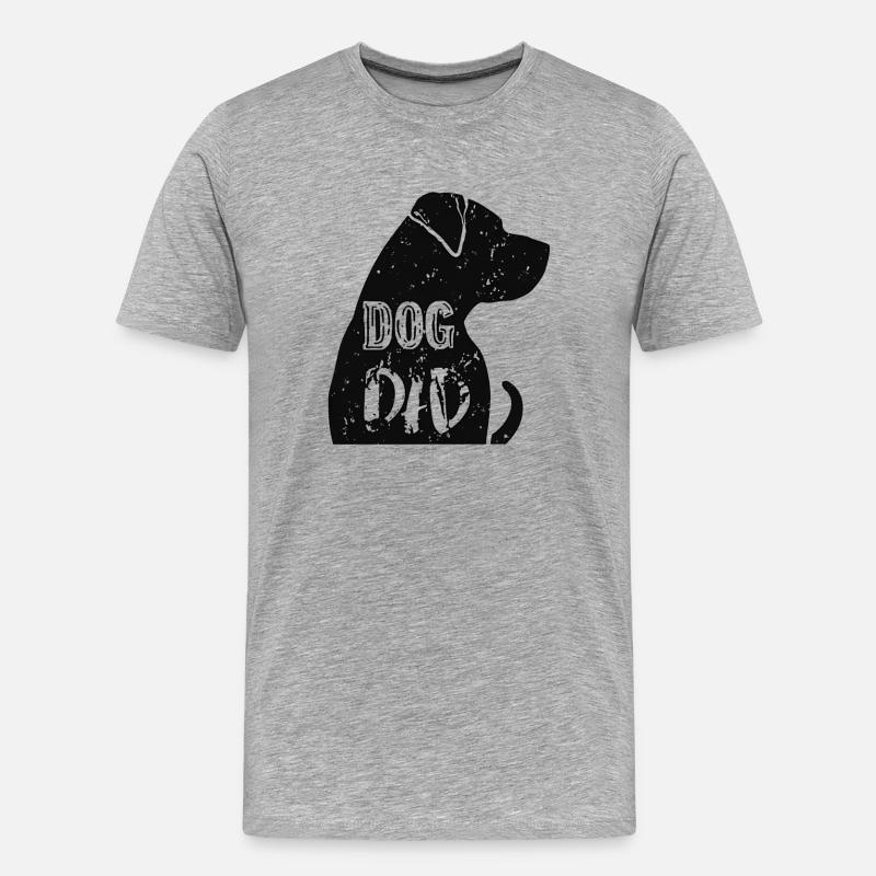 Dog Dad Silhouette mit Text - Männer Premium Bio T-Shirt - Grau meliert