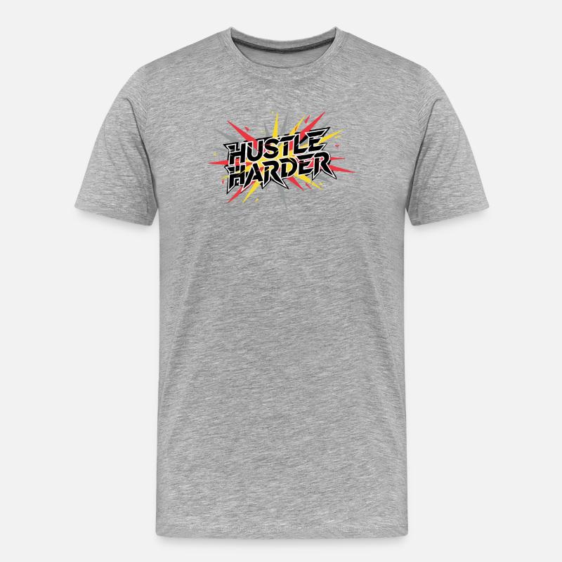 Hustle Harder Graffiti Pulse - Männer Premium Bio T-Shirt - Grau meliert