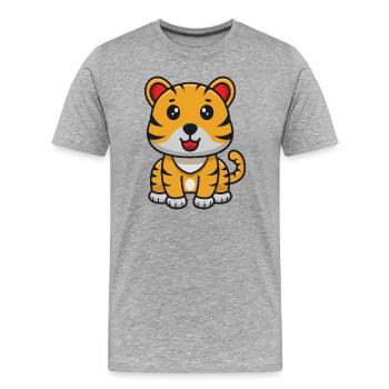 Dessin animé de tigre - T-shirt bio Premium Homme - gris chiné - Devant - Damien (186cm)