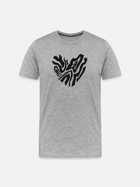Herz eines Tigers - Männer Premium Bio T-Shirt - Grau meliert