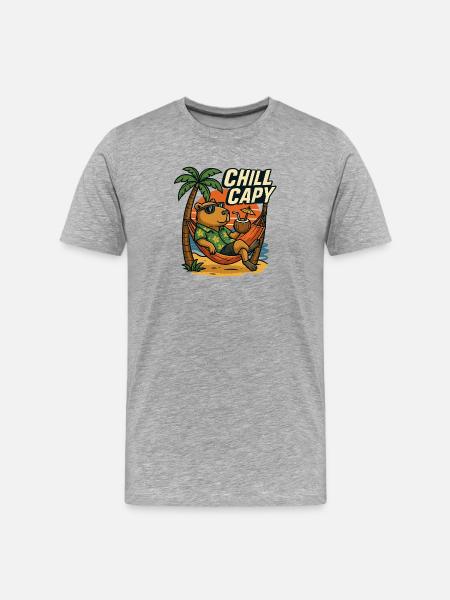 Chill Capy – Beach Capybara - Men's Premium Organic T-Shirt - heather grey