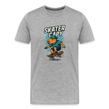 Skater Capy – Cool Capybara Skate - Men's Premium Organic T-Shirt - heather grey - Front - Damien (186cm)