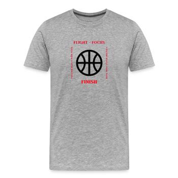 Vol, Concentration, Finition Design - T-shirt bio Premium Homme - gris chiné - Devant - Damien (186cm)