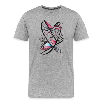 Heart made of thread art - Men's Premium Organic T-Shirt - heather grey - Front - Damien (186cm)