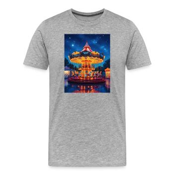 Nachtkarussell im Lichterglanz - Männer Premium Bio T-Shirt - Grau meliert - Vorne - Damien (186cm)